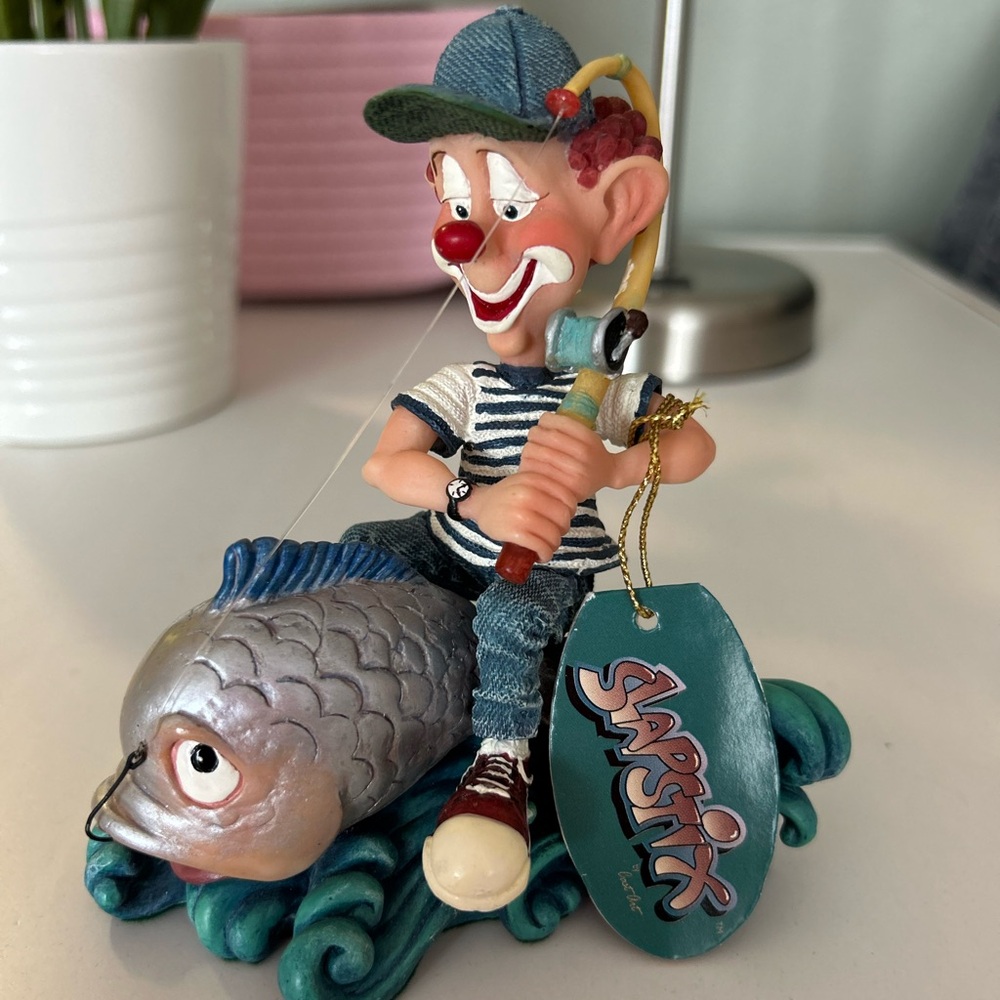 Slapstix Fishing Clown Figurine - Blue and Red